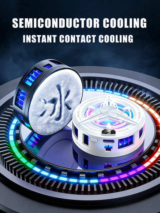 New 360° Super Quiet Rapid Cooling Magnetic Phone Cooler (Black & White): Portable Dual-Core Semiconductor Cooling, Gaming Phone Radiator, 2-In-1 Magnetic & Clip-On Phone Cooler, Smart Display, 3-Spee