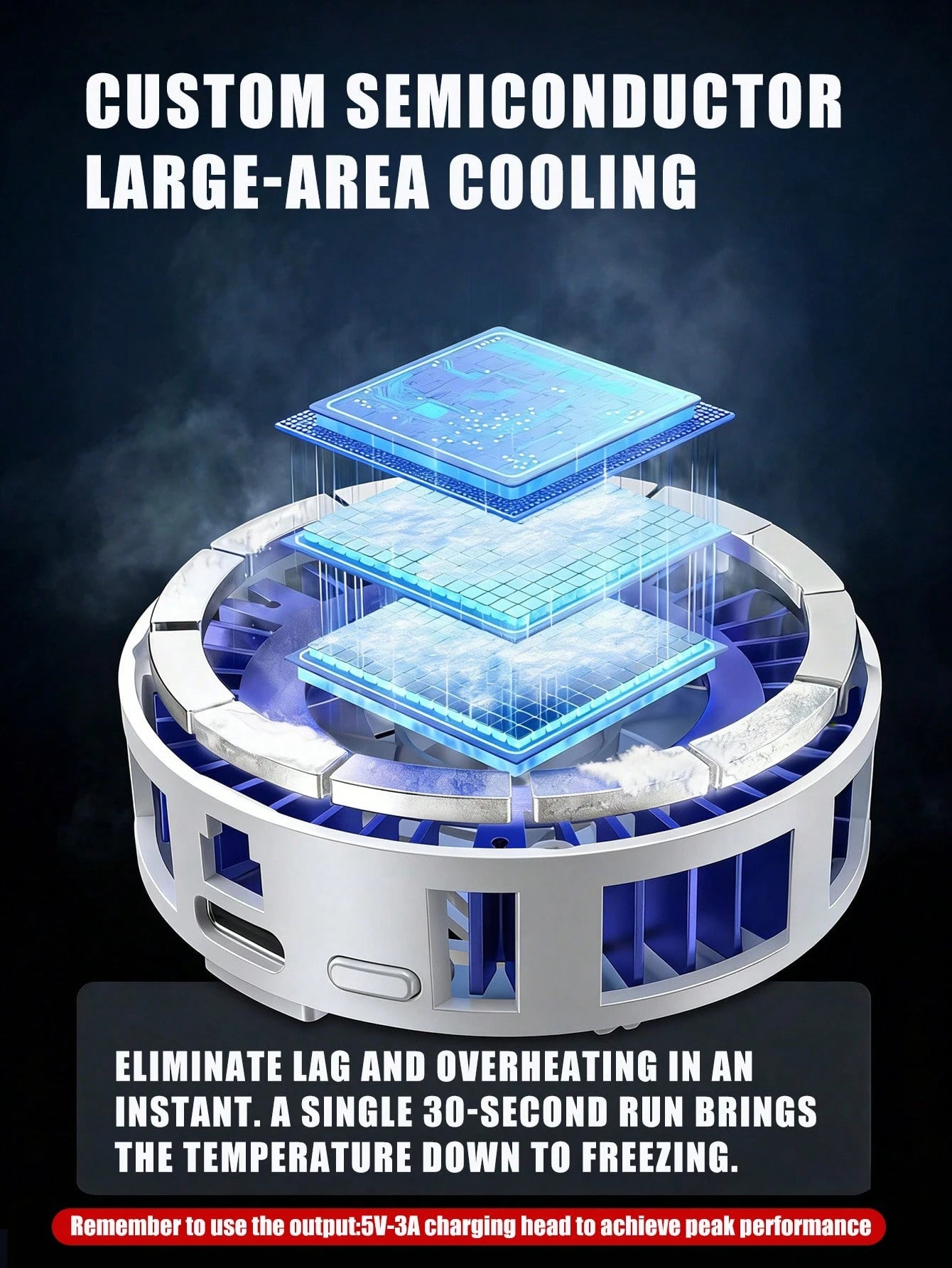 New 360° Super Quiet Rapid Cooling Magnetic Phone Cooler (Black & White): Portable Dual-Core Semiconductor Cooling, Gaming Phone Radiator, 2-In-1 Magnetic & Clip-On Phone Cooler, Smart Display, 3-Spee