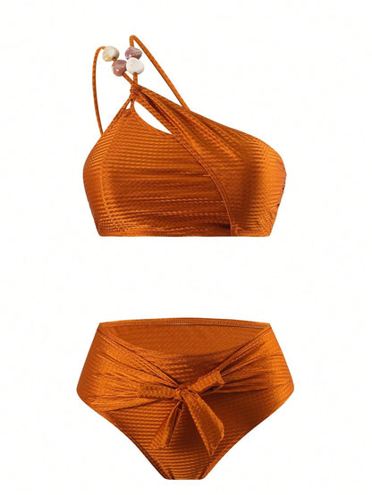 New 3pcs/Set Sexy Soft Cup Bikini Swimwear, Including Swimwear Top, Bottom And Cover-Up Skirt, For Beach, Pool, Hot Spring, For Summer Vacation