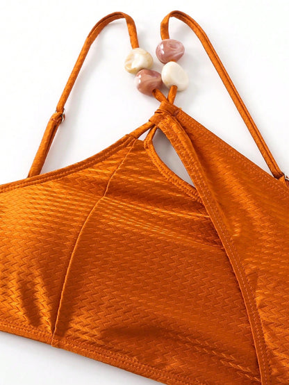 New 3pcs/Set Sexy Soft Cup Bikini Swimwear, Including Swimwear Top, Bottom And Cover-Up Skirt, For Beach, Pool, Hot Spring, For Summer Vacation