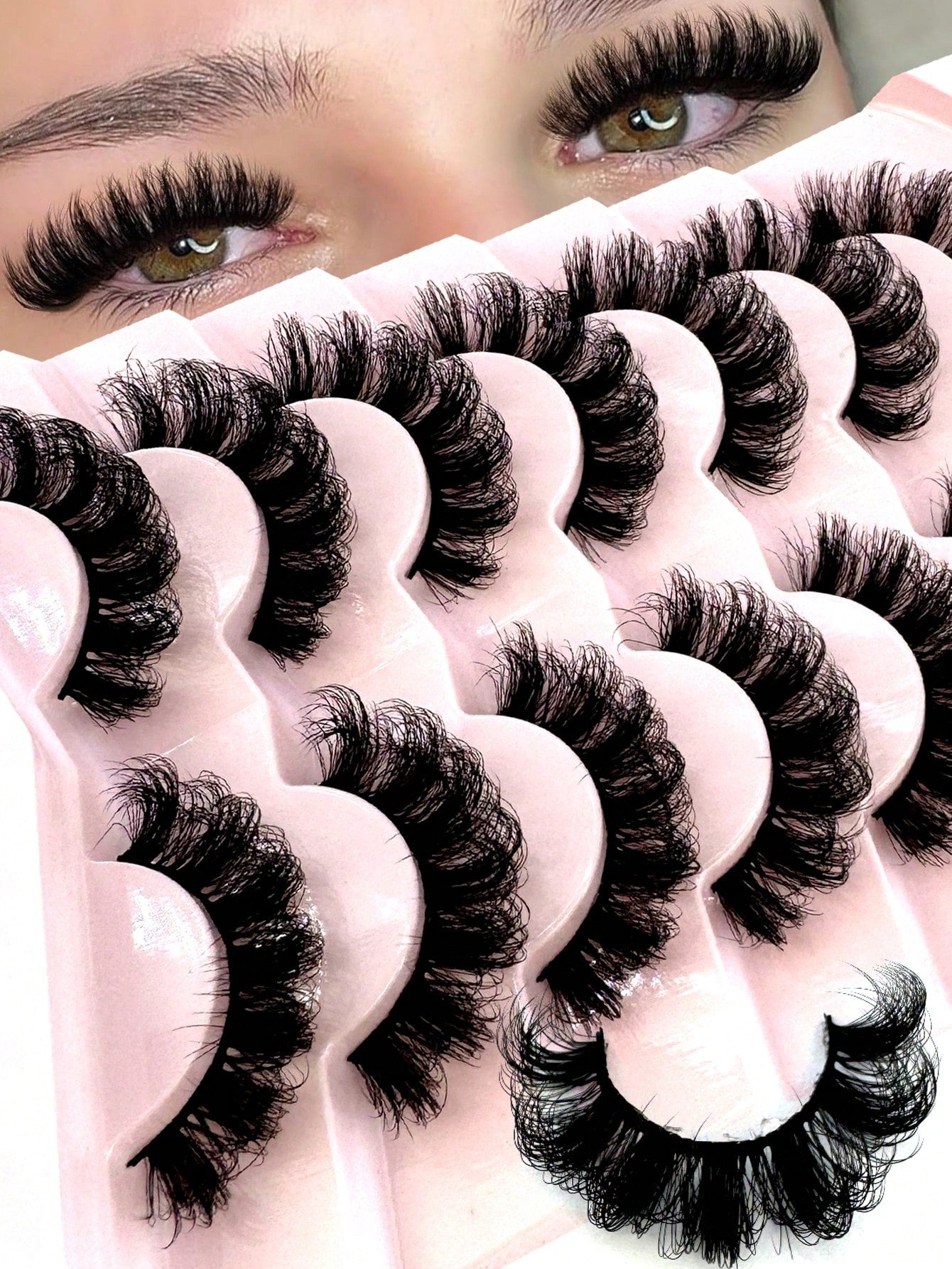New 7 Pairs Russian Volume Classic Cat Eye Artificial Mink False Eyelashes, Natural DD Curl Fluffy Faux Eyelashes, Cross Wispy Dramatic Volume Faux Mink Lashes Extension For A Natural Look Strip Lashe