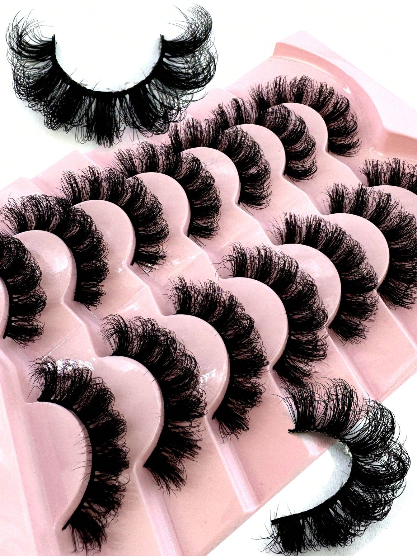 New 7 Pairs Russian Volume Classic Cat Eye Artificial Mink False Eyelashes, Natural DD Curl Fluffy Faux Eyelashes, Cross Wispy Dramatic Volume Faux Mink Lashes Extension For A Natural Look Strip Lashe