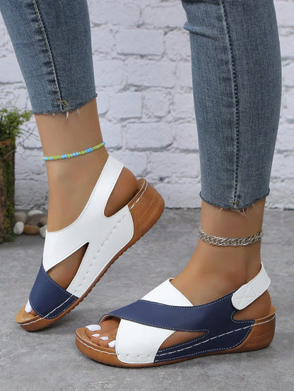 New Arrival Back Strap Open-Toe Women Sandals, Lightweight Casual Comfortable Ladies Wedge Heel Platform Shoes (Polyurethane Soles With Small Holes)
