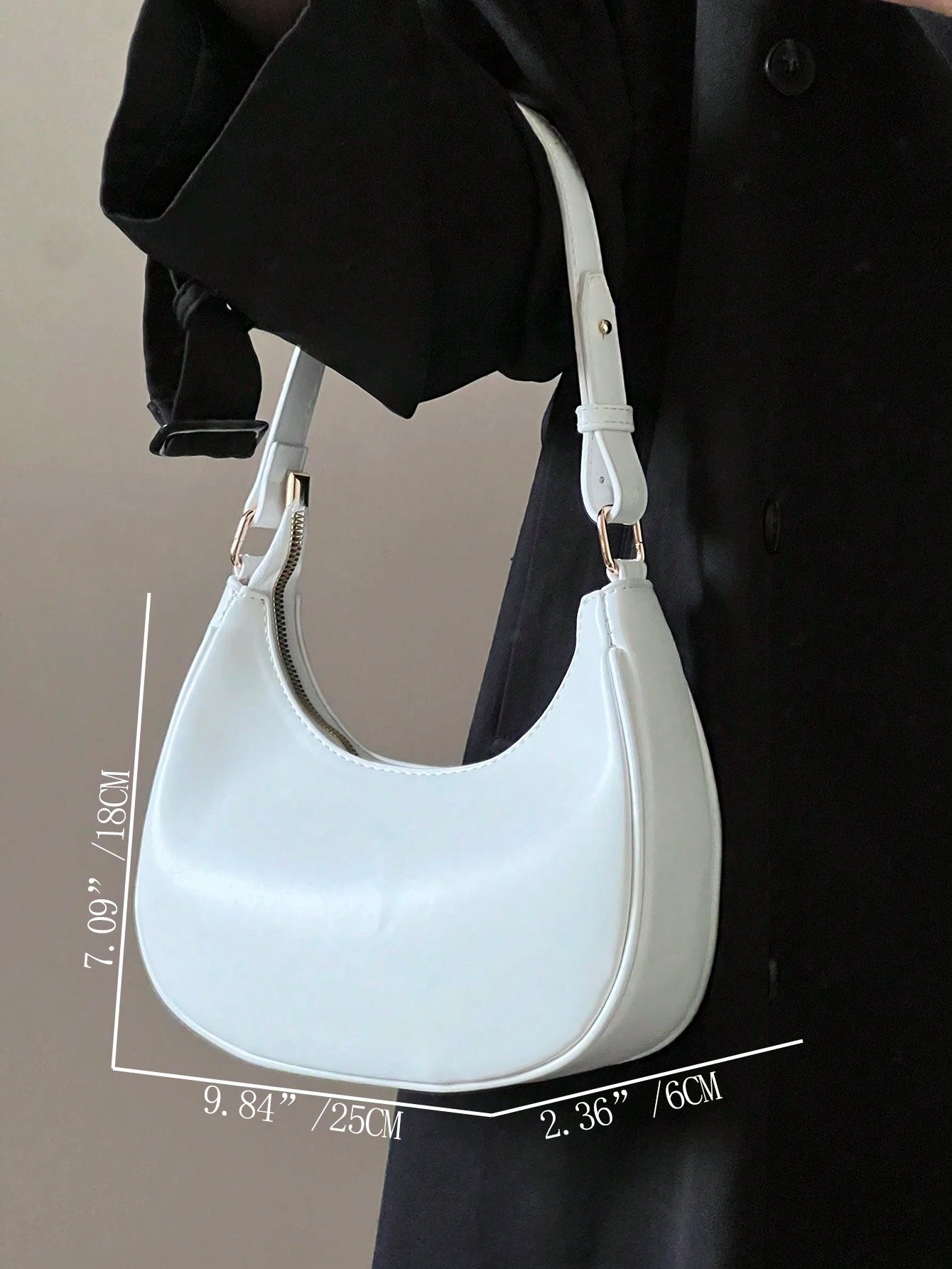 New Fashionable And Classic Lunar White Shoulder Bag With Detachable Straps, Suitable For Casual And Daily Outings