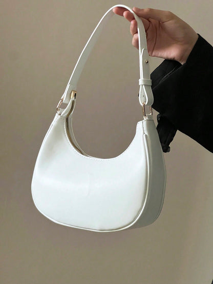 New Fashionable And Classic Lunar White Shoulder Bag With Detachable Straps, Suitable For Casual And Daily Outings