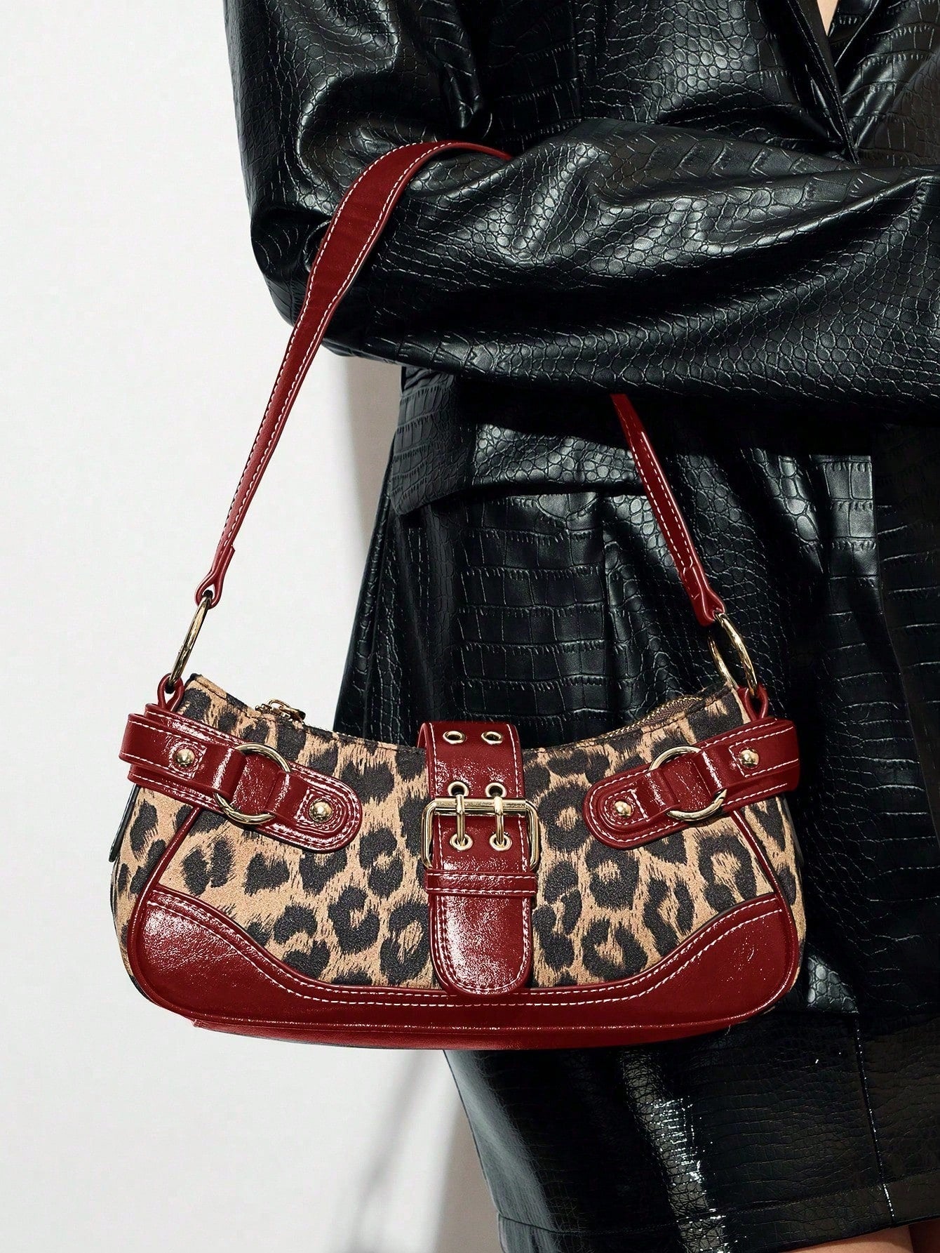 New Leopard Print Handbag Shoulder Bag, Holds Phones Coins, Elegant Purse For Shopping Trip Party Daily Work Students Office Working Women