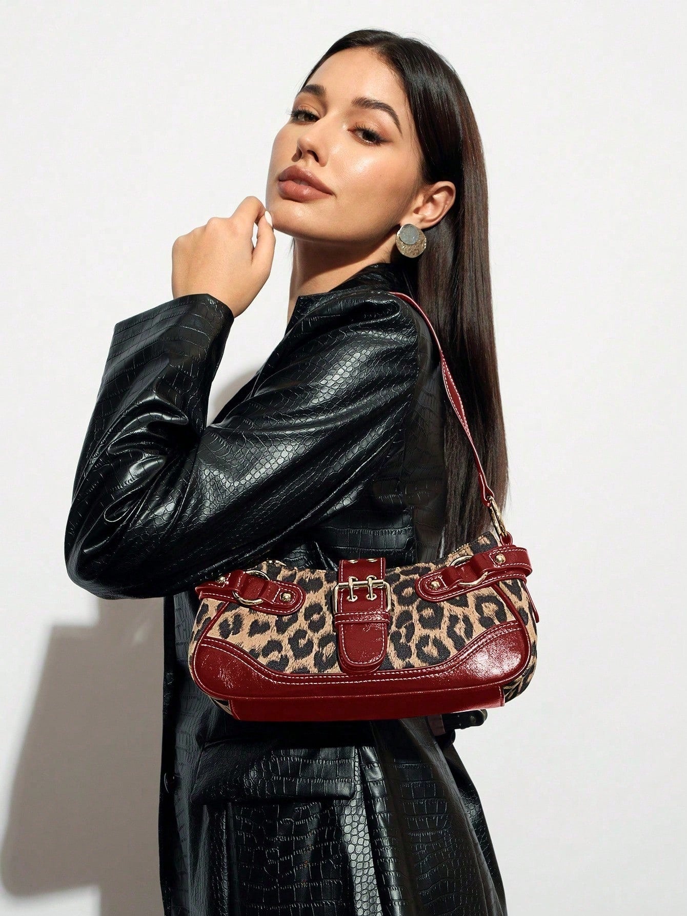 New Leopard Print Handbag Shoulder Bag, Holds Phones Coins, Elegant Purse For Shopping Trip Party Daily Work Students Office Working Women