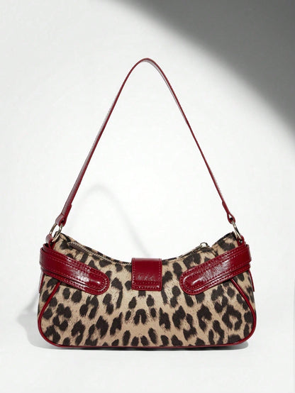 New Leopard Print Handbag Shoulder Bag, Holds Phones Coins, Elegant Purse For Shopping Trip Party Daily Work Students Office Working Women