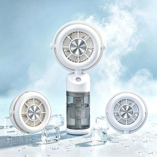New Portable Handheld Fan, Mini USB Rechargeable Turbo Fan With Digital Display, Foldable Pocket Fan, Cooling Ice Fan, Misting Water Spray Fan For Summer, Travel, Outdoor, Office, Beach, Camping, Back