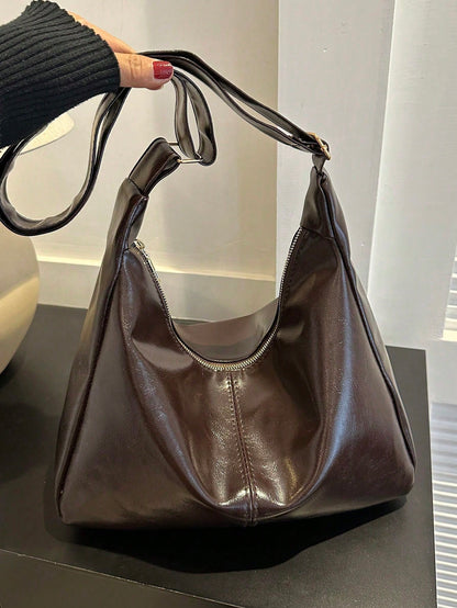 New Textured Handbag, Fashionable Casual Commuter Crossbody Bag, Soft Tote Bag, Women's Large Capacity Versatile High-End Textured Niche Commuter Bag