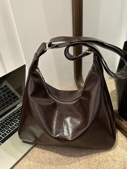 New Textured Handbag, Fashionable Casual Commuter Crossbody Bag, Soft Tote Bag, Women's Large Capacity Versatile High-End Textured Niche Commuter Bag