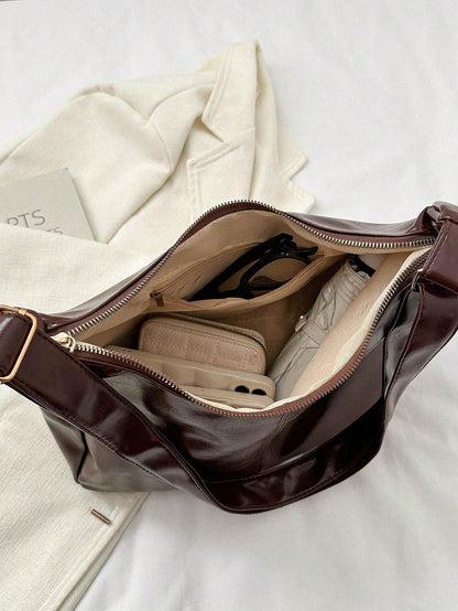 New Textured Handbag, Fashionable Casual Commuter Crossbody Bag, Soft Tote Bag, Women's Large Capacity Versatile High-End Textured Niche Commuter Bag