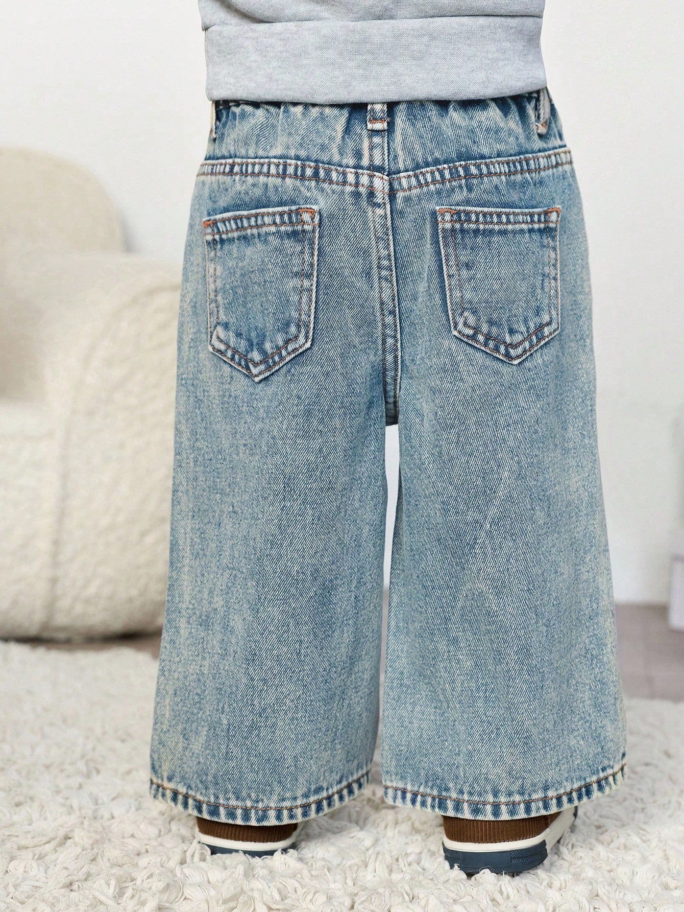New Vintage Baby Boy Retro Stonewashed Casual Soft Loose Fit Blue Denim Jeans Fall Winter,Casual And Versatile For Fall/Winter Dailywear And Streetwear,For Christmas,Baby New Year,Thanksgiving,Stylish