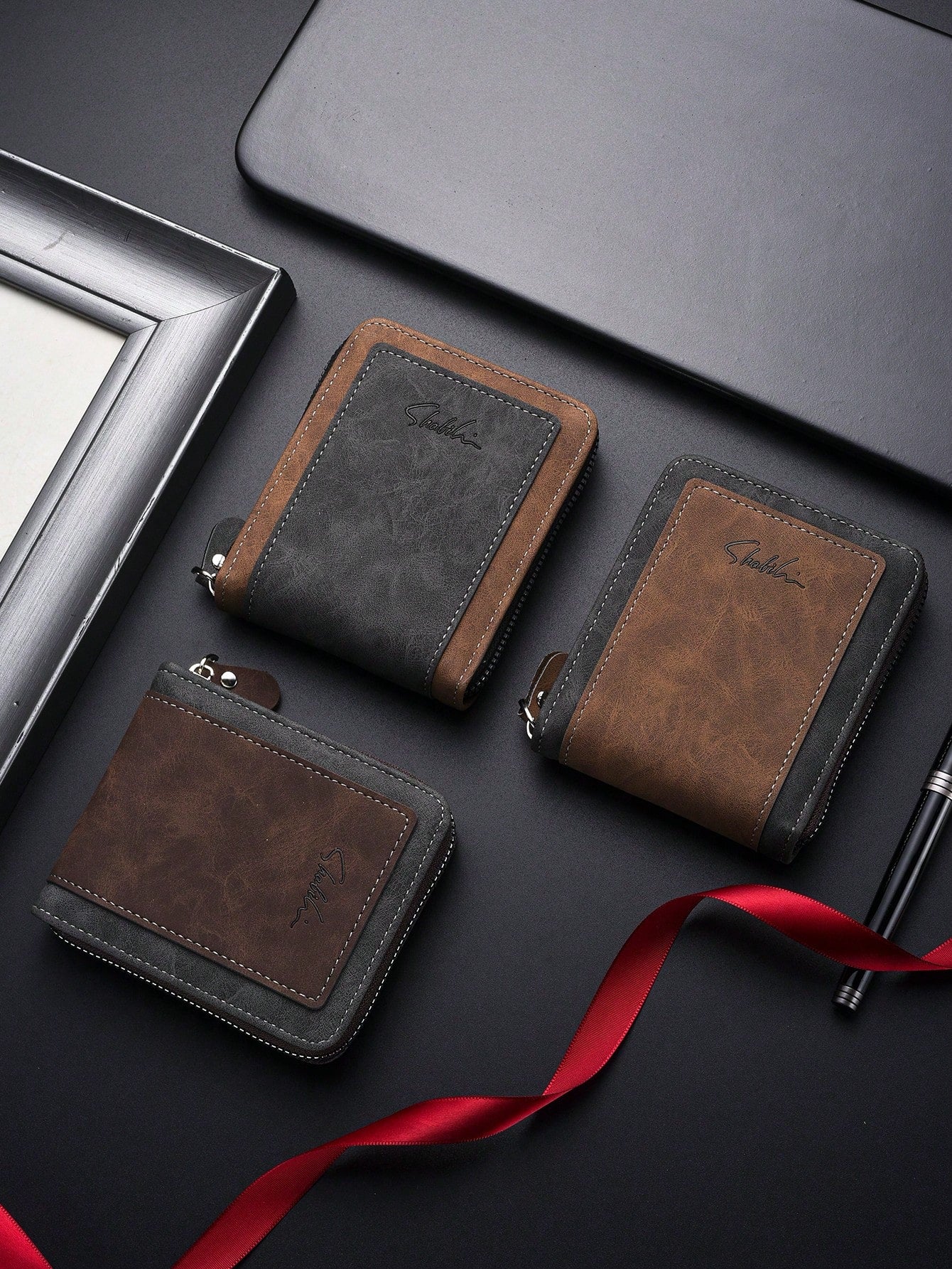 New Vintage Men's Short Wallet Card Holder Zipper Wallet
