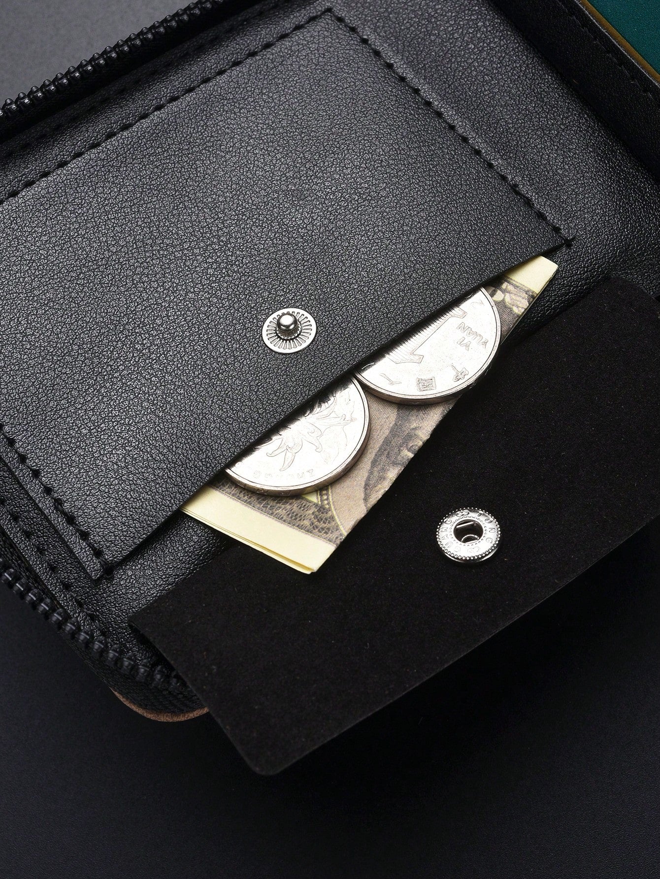 New Vintage Men's Short Wallet Card Holder Zipper Wallet