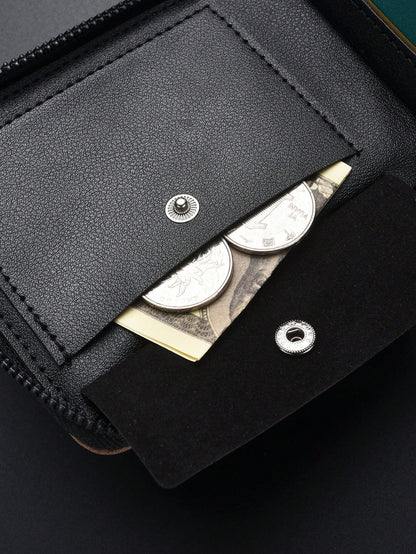 New Vintage Men's Short Wallet Card Holder Zipper Wallet