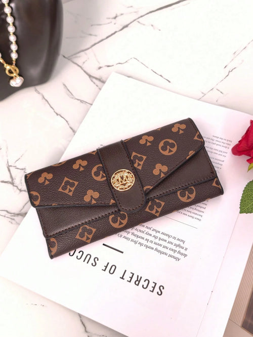 New Women's Long Tri-Fold Snap Wallet, Retro Printed, Multi-Card Slots, Large Capacity Credit Card Holder, Bus Card Pouch, Lightweight Clutch For Women Wallet Purse Wallet Long Wallet Money Wallet Tra