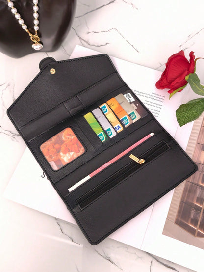 New Women's Long Tri-Fold Snap Wallet, Retro Printed, Multi-Card Slots, Large Capacity Credit Card Holder, Bus Card Pouch, Lightweight Clutch For Women Wallet Purse Wallet Long Wallet Money Wallet Tra