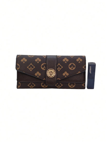 New Women's Long Tri-Fold Snap Wallet, Retro Printed, Multi-Card Slots, Large Capacity Credit Card Holder, Bus Card Pouch, Lightweight Clutch For Women Wallet Purse Wallet Long Wallet Money Wallet Tra