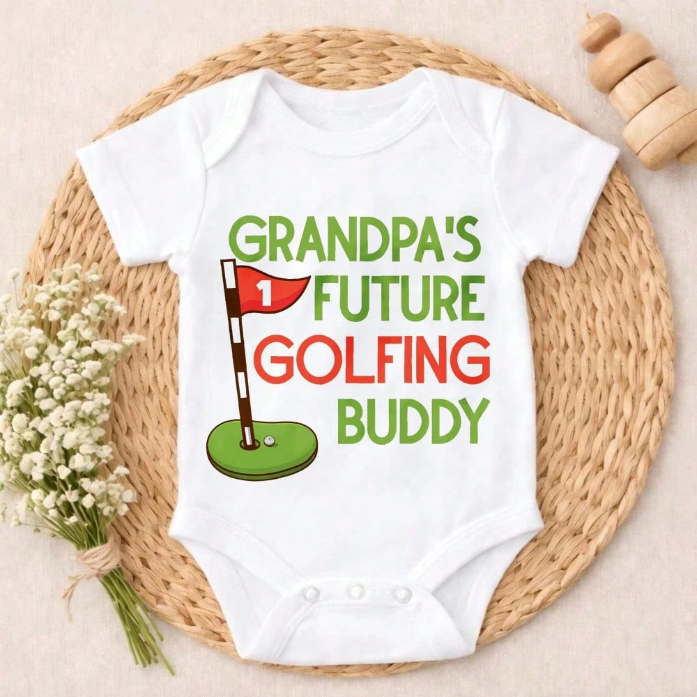 Newborn Baby Bodysuit Gift Set Grandpas Future Golfing Buddy Toddler Boy Clothes Baby Shower Gift Must-Have Infant Clothes Soft Cotton Romper Outfit For Boys & Girls 0-24M