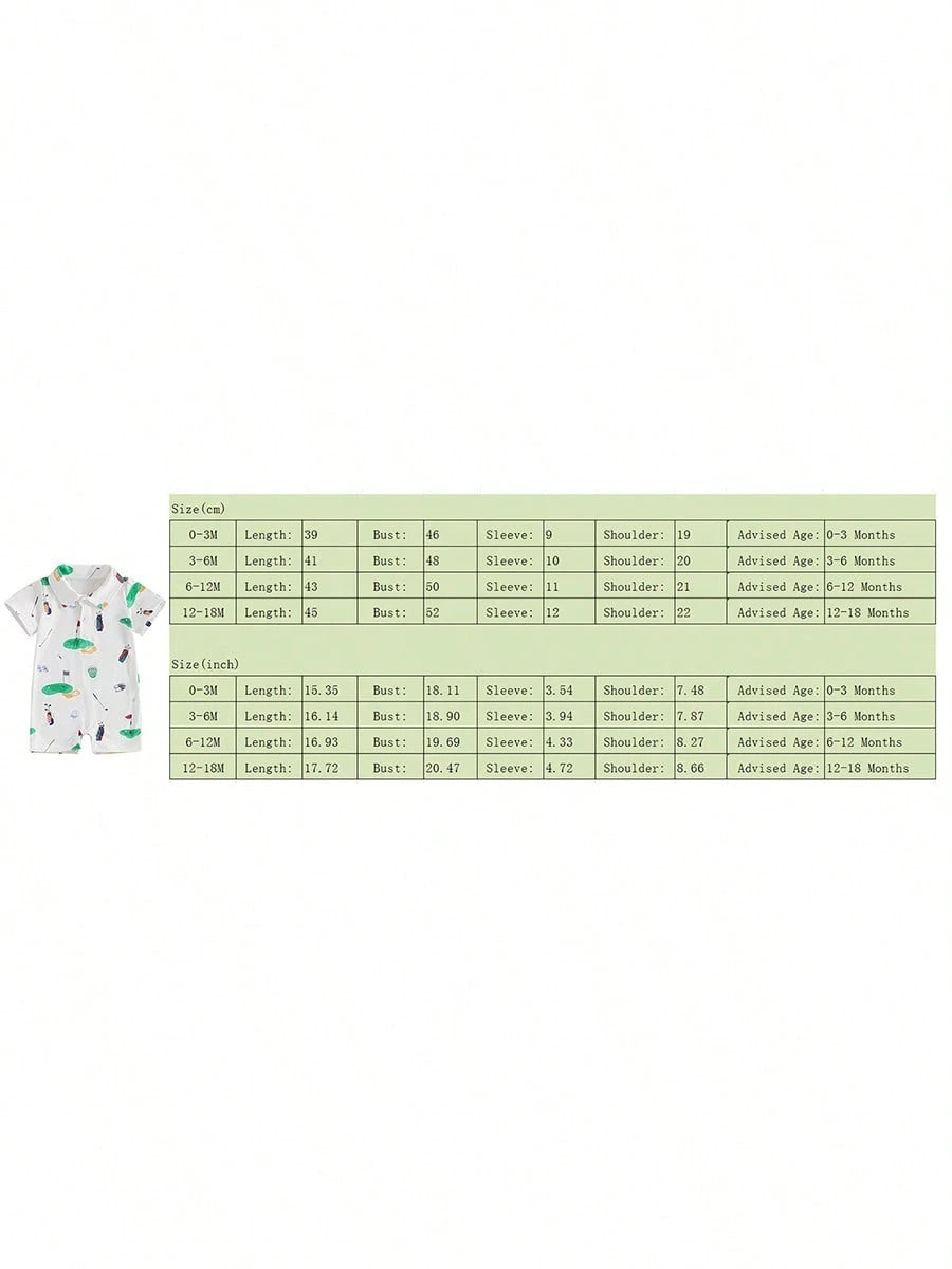 Newborn Baby Boy Girl Golf Romper Half Button-Up Lapel Neck Short Sleeve One-Piece Bodysuit Jumpsuit Summer Clothes