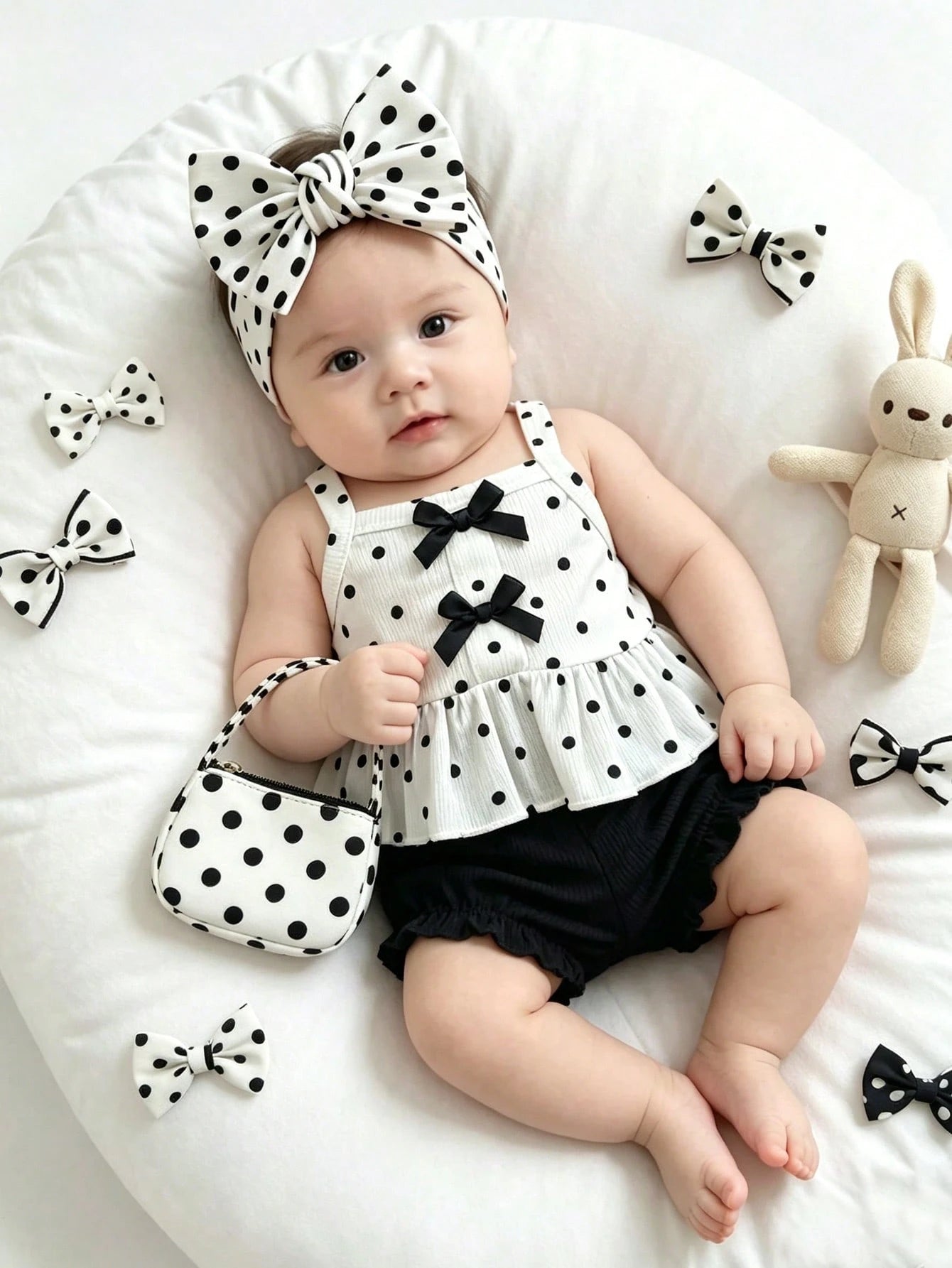 Newborn Baby Girl Summer New Printed Pattern Cute Triangle Bib Set With Headband