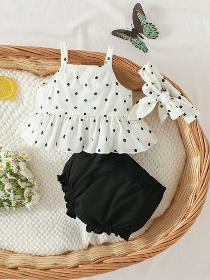 Newborn Baby Girl Summer New Printed Pattern Cute Triangle Bib Set With Headband