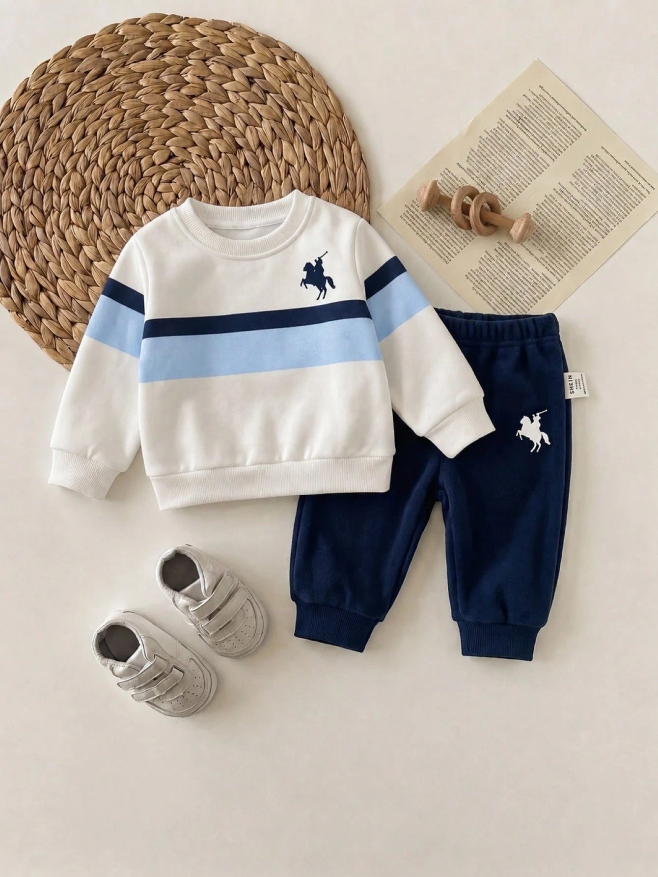 Newborn Baby Knight Pattern Long Sleeve Top And Pants Casual Daily Outfit Set