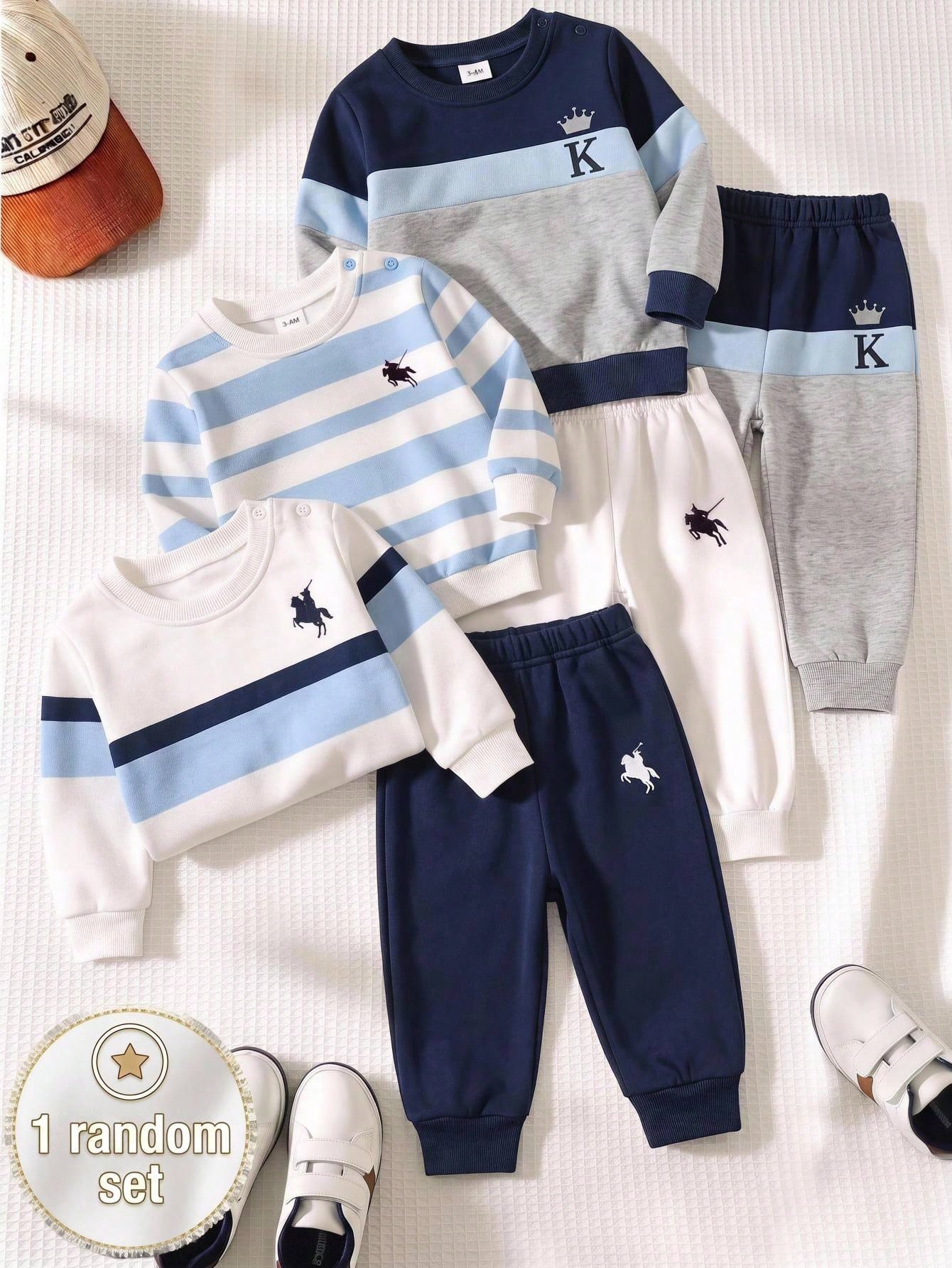 Newborn Baby Knight Pattern Long Sleeve Top And Pants Casual Daily Outfit Set