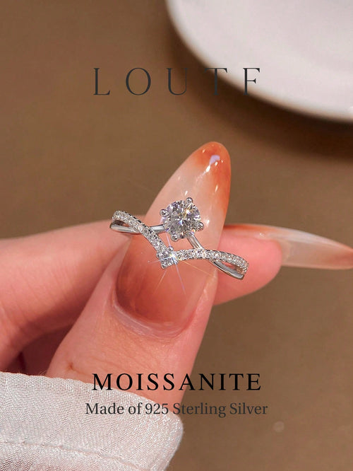 Newsoul 1pc Fashion Original 1CT Sparkling Moissanite Round Women's Wedding Promise Ring 925 Sterling Silver Engagement Eternity Ring