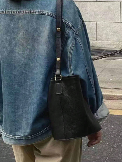 Niche Design Beaded Embroidery Bucket Bag, Summer Denim Effect Shoulder Bag, New Chinese Style Fashion Versatile Commute Outing Shopping Crossbody Bag For Women