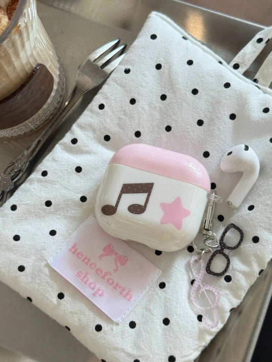 Niche Pink Star & Music Note Pendant Protective Case Compatible With Apple Pods 4, Pods Pro 3, Pods 1/2, New 3rd Gen Bluetooth Earbuds, Anti-Drop Soft Shell