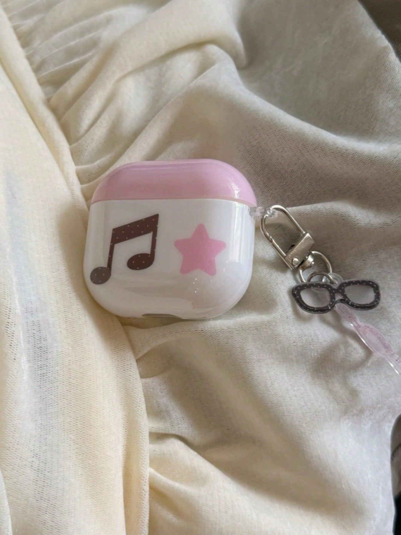 Niche Pink Star & Music Note Pendant Protective Case Compatible With Apple Pods 4, Pods Pro 3, Pods 1/2, New 3rd Gen Bluetooth Earbuds, Anti-Drop Soft Shell