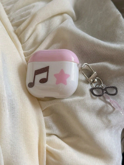 Niche Pink Star & Music Note Pendant Protective Case Compatible With Apple Pods 4, Pods Pro 3, Pods 1/2, New 3rd Gen Bluetooth Earbuds, Anti-Drop Soft Shell