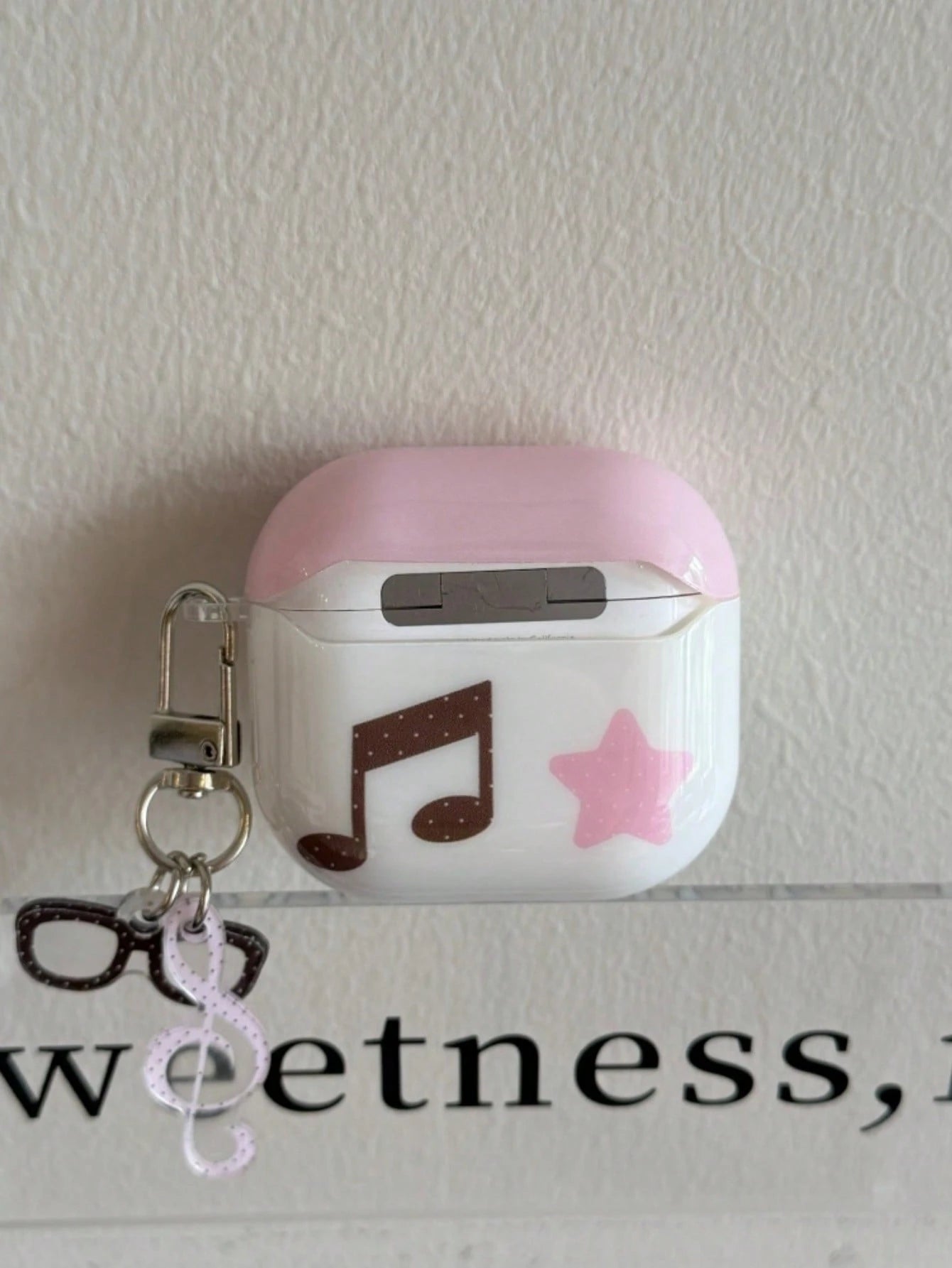 Niche Pink Star & Music Note Pendant Protective Case Compatible With Apple Pods 4, Pods Pro 3, Pods 1/2, New 3rd Gen Bluetooth Earbuds, Anti-Drop Soft Shell