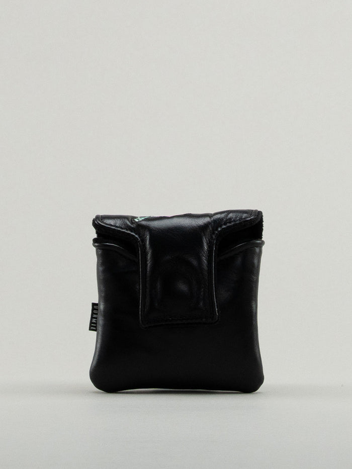 Reverse of black quilted leather golf headcover