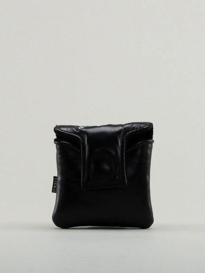 Reverse of black quilted leather golf headcover