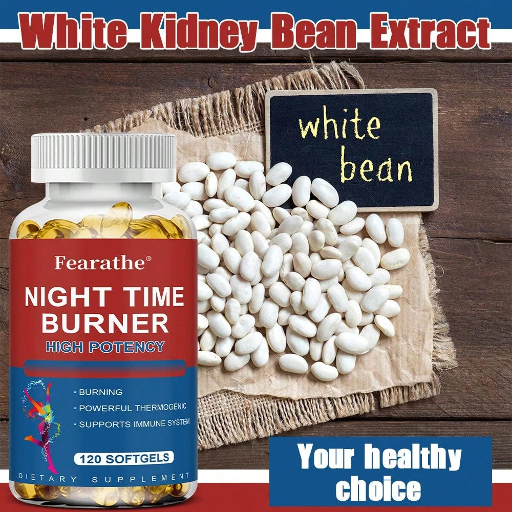 Nighttime Fat Burner- High Potency Formula With White Kidney Bean And Green Coffee Bean- Metabolism Support- 120 Softgels