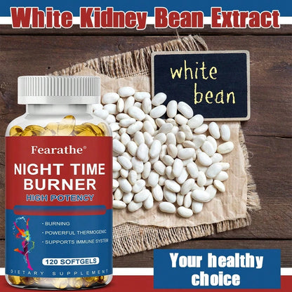 Nighttime Fat Burner- High Potency Formula With White Kidney Bean And Green Coffee Bean- Metabolism Support- 120 Softgels