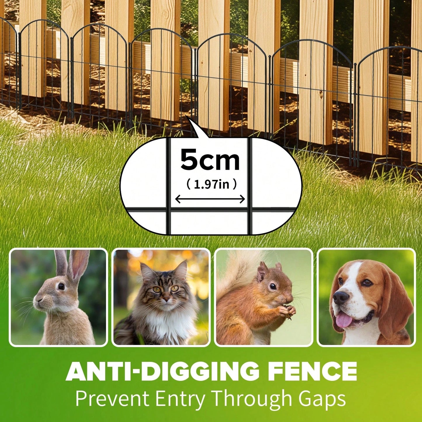No Dig Garden Fence, 43cm X 3m Rustproof Metal Animal Barrier, 10 Pack Arched Decorative Border Panel For Dog, Flower Bed Edging, Yard Patio And Outdoor Garden Decor