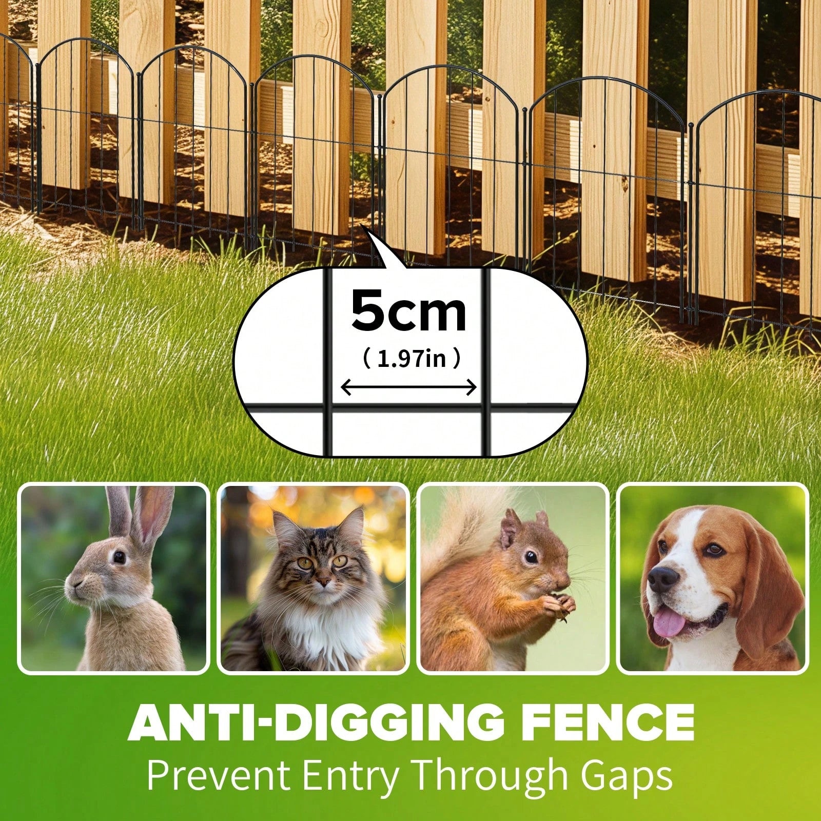 No Dig Garden Fence, 43cm X 3m Rustproof Metal Animal Barrier, 10 Pack Arched Decorative Border Panel For Dog, Flower Bed Edging, Yard Patio And Outdoor Garden Decor