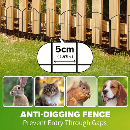 No Dig Garden Fence, 43cm X 3m Rustproof Metal Animal Barrier, 10 Pack Arched Decorative Border Panel For Dog, Flower Bed Edging, Yard Patio And Outdoor Garden Decor