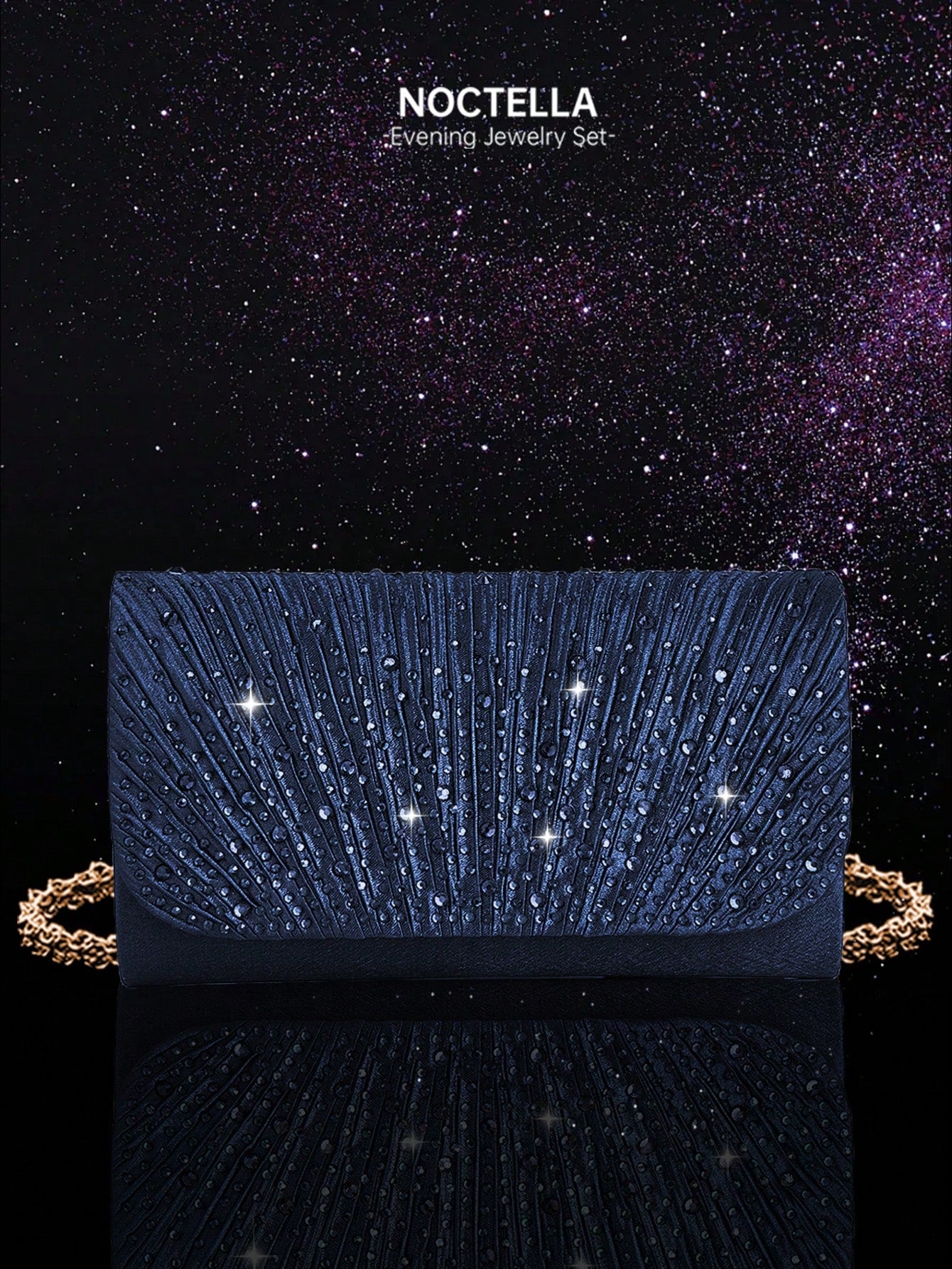 Noctella 4pcs Rhinestone Jewelry Set, Sparkling Necklace, Earrings And Bracelet, Luxury Rhinestone Pleated Clutch, Luxury Women's Pearl Style Evening Bag, Understated Luxury Rhinestone Suitable For Pa