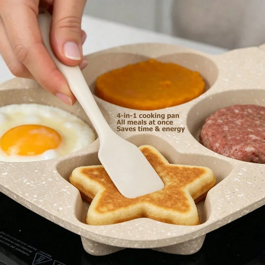 Non-Stick Breakfast Egg Pan, Multi-Shape Easy-Clean Cookware, Suitable For All Stoves, Student-Friendly, Mom-Friendly, 1/5 Piece Set
