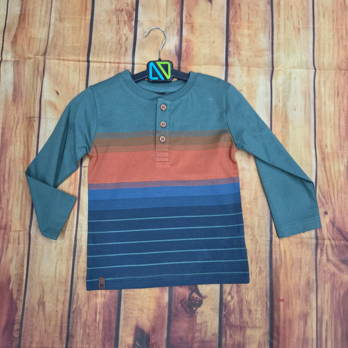 NORUK GREEN/ORANGE/NAVY HENLEY LONG SLEEVE