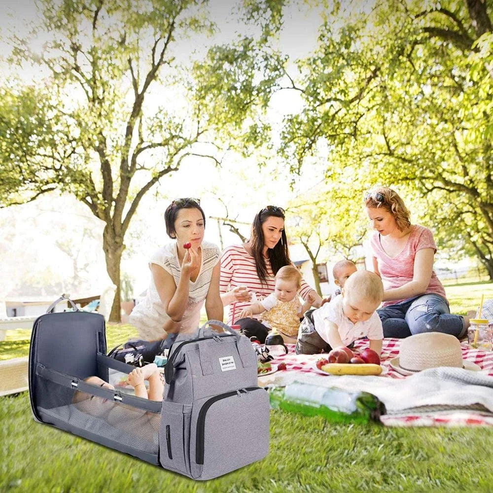 Oaoleer 1 Pc Mommy Bag Diaper Backpack With Portable Crib & Changing Station, Large Baby Bag Organizer With Insulated Compartment, Multifunctional Maternity