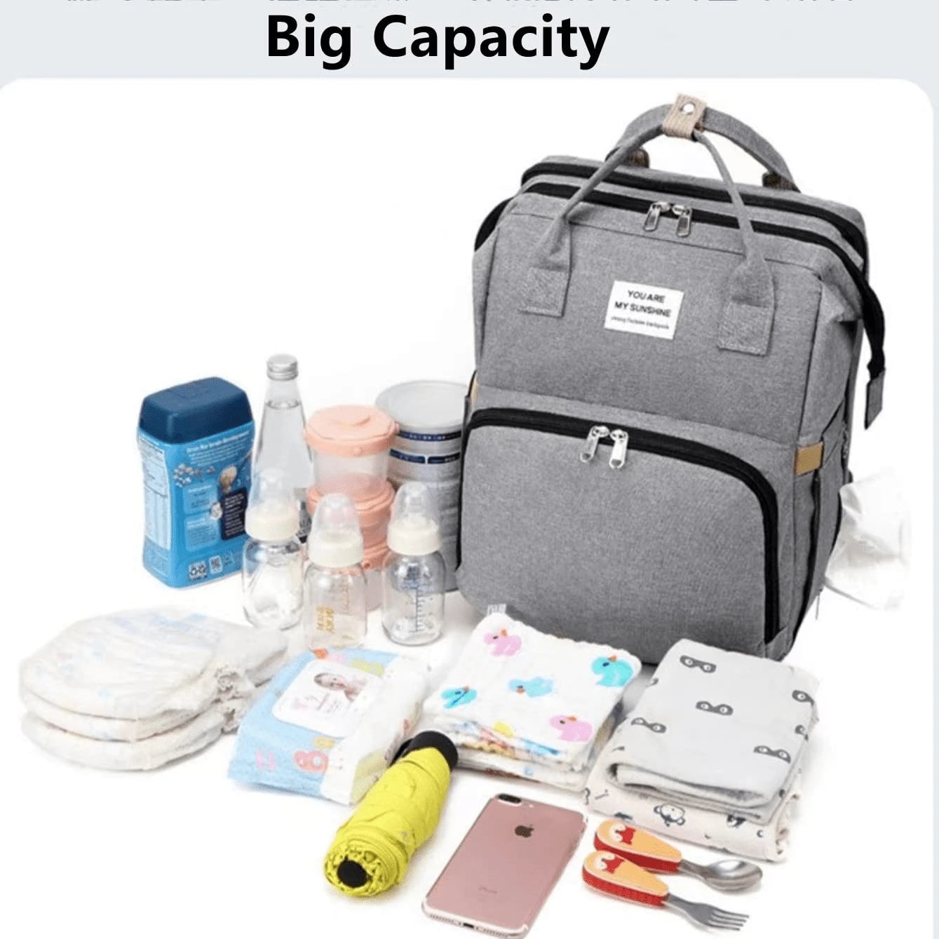 Oaoleer 1 Pc Mommy Bag Diaper Backpack With Portable Crib & Changing Station, Large Baby Bag Organizer With Insulated Compartment, Multifunctional Maternity