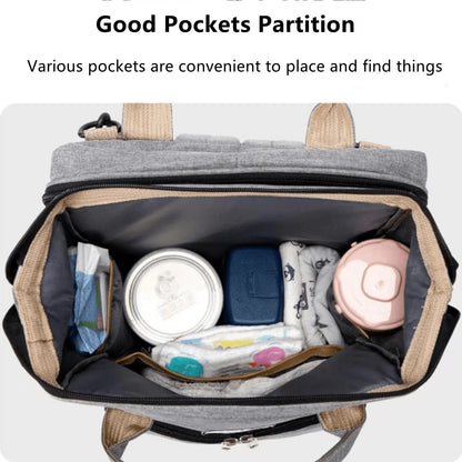 Oaoleer 1 Pc Mommy Bag Diaper Backpack With Portable Crib & Changing Station, Large Baby Bag Organizer With Insulated Compartment, Multifunctional Maternity