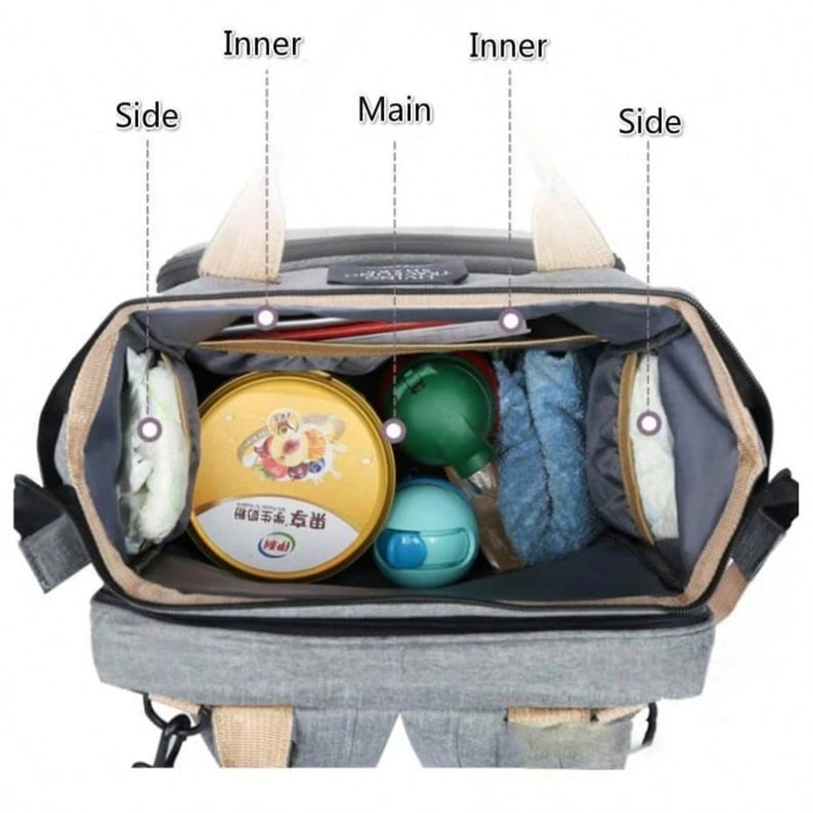 Oaoleer 1 Pc Mommy Bag Diaper Backpack With Portable Crib & Changing Station, Large Baby Bag Organizer With Insulated Compartment, Multifunctional Maternity