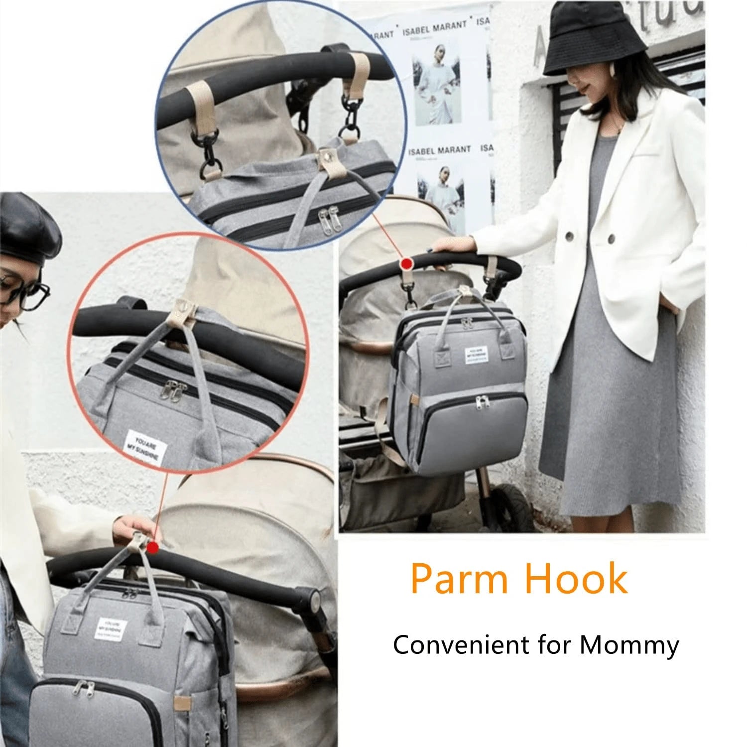 Oaoleer 1 Pc Mommy Bag Diaper Backpack With Portable Crib & Changing Station, Large Baby Bag Organizer With Insulated Compartment, Multifunctional Maternity